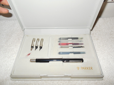 #ad PARKER VICTORY CALLIGRAPHY FOUNTAIN PEN SET IN ORIGINAL CASE $9.99