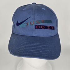 Vtg Nike Just Do It Snapback Hat Cap Periwinkle Blue Youth Size Embroidered