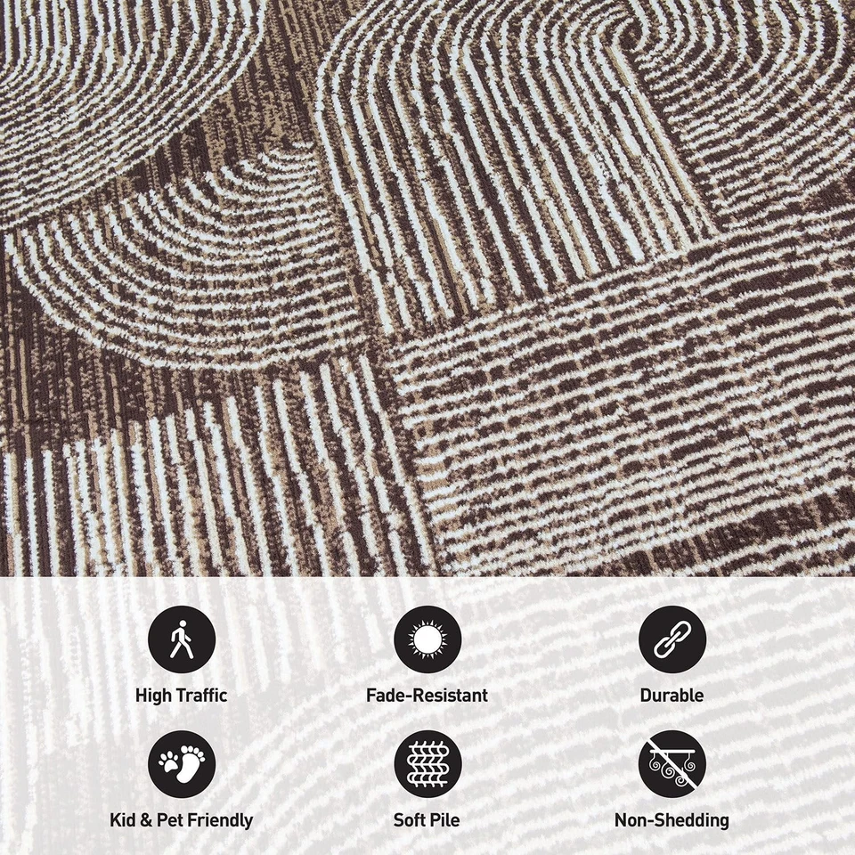 Alfombra de alto tráfico arco geométrico 5' x 7' marrón Foto 4 de 4