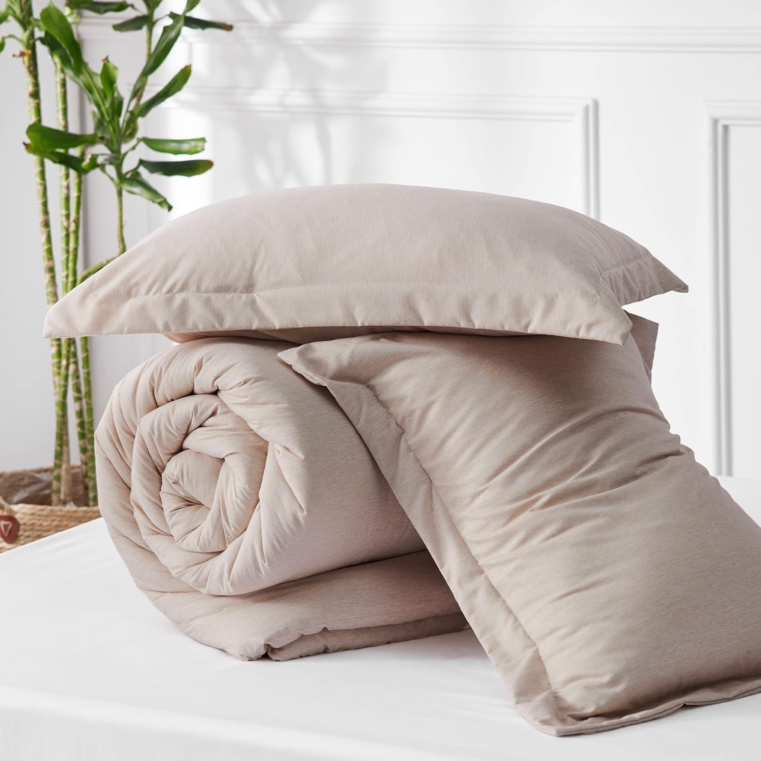 Bedsure California King Comforter Set 3PC, Warm Taupe, All Seasons, 104"x96"