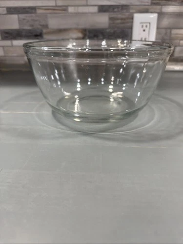 Vtg Anchor Hocking Crystal Clear Glass Mixing Bowl #1058 2.5 Qt Splash Proof Rim