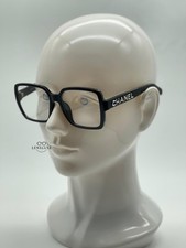 CHANEL CH5408 Transparent Eyeglasses Black Acetate Frame with Silver CC Logo