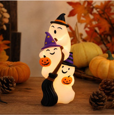 Stacked Ghost Table Decor LED Plug In Ghost Blow Mold Halloween 24" 2' Dog Porch