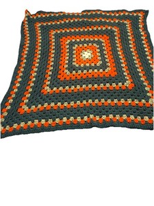 Vintage Handmade Crochet Granny Square Pattern Afghan Throw Approximately 35x35