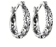  BRIGHTON BEACH Stylish Flower Hoop Earrings 