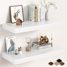 32Inch White Floating Shelves for Wall, 12 Inch Deep Shelves for Bedroom, Kit...