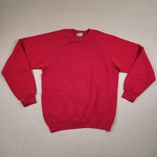 Vintage Bassett-Walker Red Sweatshirt Mens Medium Made in USA Raglan Crewneck