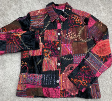 NWT Chico's 1 Design Sierra Button Up Boho Artsy Jacket Women's M Multi Media