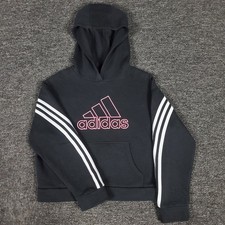 Adidas Hoodie Girls Medium 10/12 Oversized Baggy Big Spellout Logo Pullover