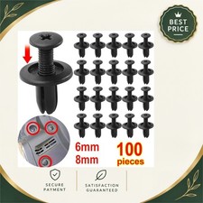 Plastic Push-In Rivets 6mm 8mm Car Fender Bumper Screw Clips Fasteners
