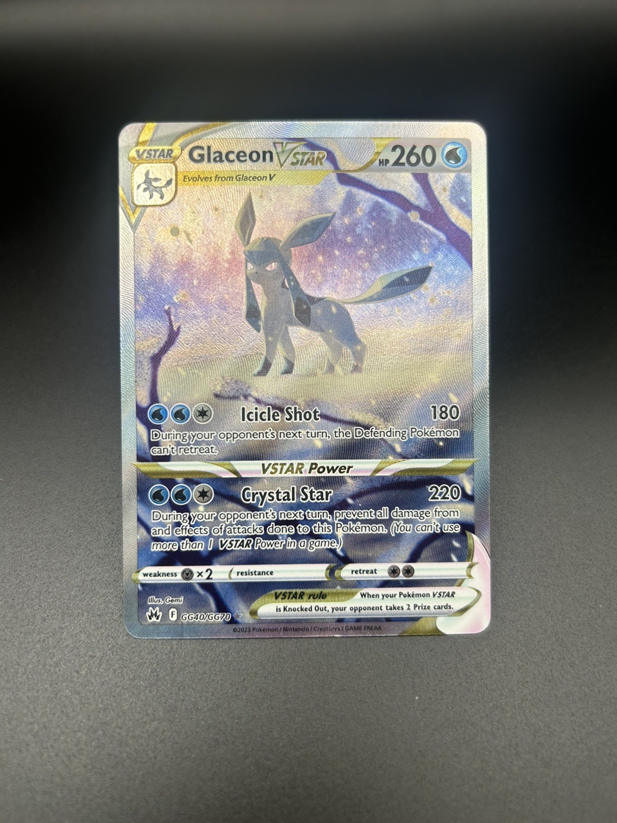 Pokemon Cards Glaceon VSTAR GG40/GG70 Crown Zenith Galarian Gallery Holo NM