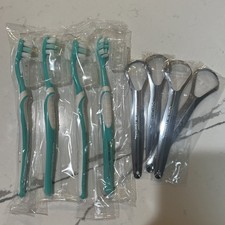Guru Nanda Toothbrush With Storage Caps -4 Toungue Scrapers -4 8 Total