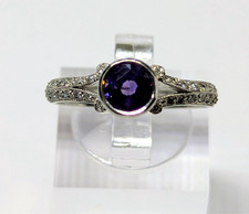 18ct White Gold Purple Sapphire and Diamond Ring, Size M 1/2, 3.5g