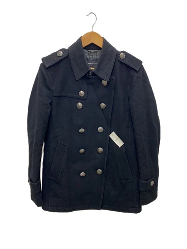 Cappotto Burberry Black Label argento bottoni napoleone m lana nero plain 