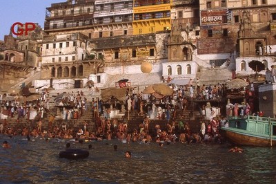 #XX139- b Old 35mm Slide Photo- Huge River Swimming Area- Europe- 1980s