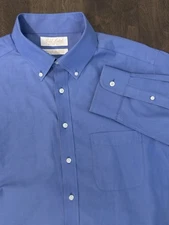Gold Label Roundtree & Yorke Slim Fit Shirt Size 16.5 Blue Pinpoint Oxford L/S