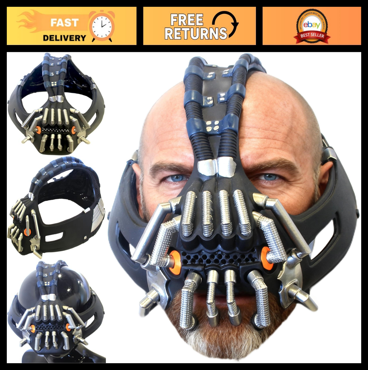Halloween Bane Mask for Adults - Cosplay Costume Accessory, Face