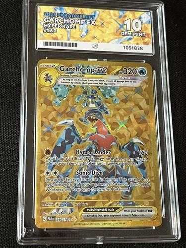 Garchomp EX 260/182 Pokemon Gold Hyper Rare 2023 Paradox Rift Ace 10 Grade Gem