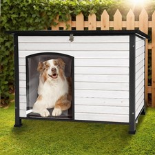 Large Weatherproof Dog House with Metal Frame and PVC Curtain