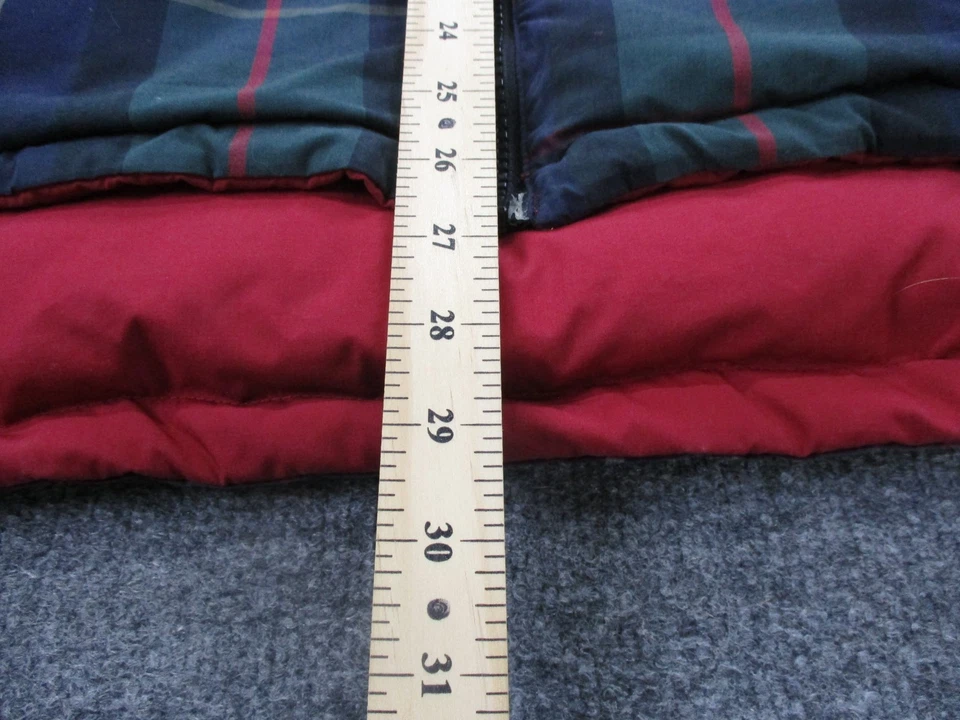 Eddie Bauer Vest Jacket Mens L Red Plaid Goose Down Puffer Reversible Outdoors - Image 4 of 4