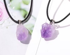 Kette mit Amethyst-Anhänger (Heilstein), Lederbändchen verstellbar 45+5 cm