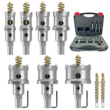 9-Piece 3/4" to 2" TCT Hole Saws Detachable Drill Bit Set for Stainless Steel...