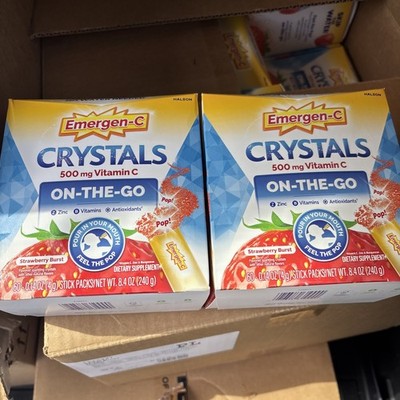 Emergen-C Crystals ON THE GO Strawberry Burst 500mg Vitamin C 60 Count 2 PACK