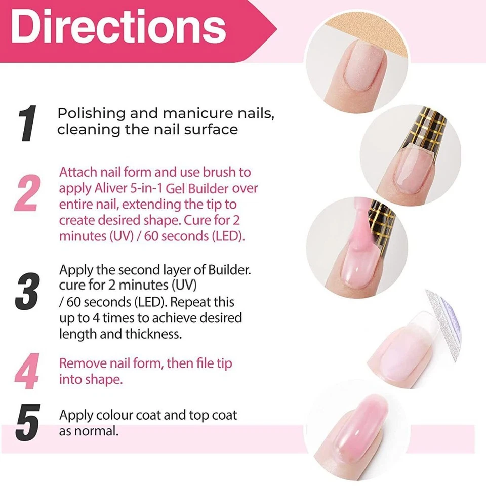 Aliver 5 in 1 Nagelverlängerung Gel Builder & Quick Burst Gel Entferner Politur UV/LED - Bild 4 von 4