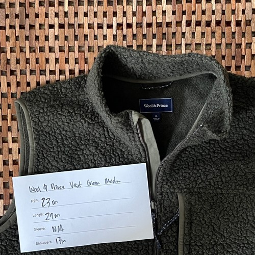 Wool & Prince Deep Pile Fleece Sherpa Vest Forest Green Men's Size Medium M - Picture 3 of 3