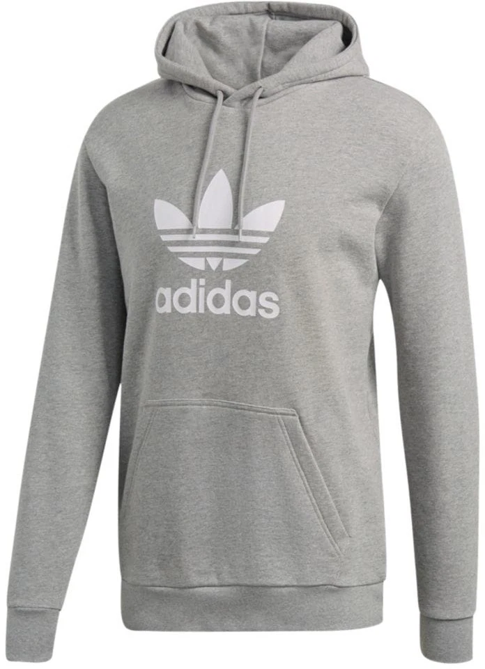Adidas Originals Men s TREFOIL Hoodie Medium Grey Heather White