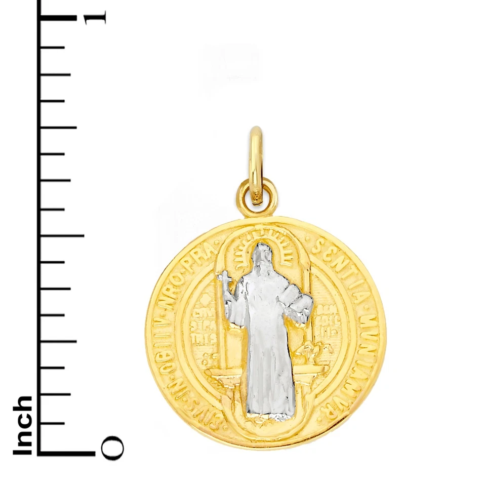 Подвеска Святого Бенедикта из чистого золота 10 карат или 14 карат, медаль Сан-Бенито - Изображение 3 из 4