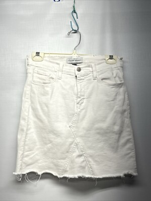 Flying Monkey Skirt Womens White Cotton High Rise Cut Off Denim Sz 27