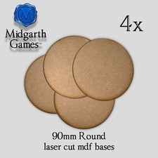 4x Round 90mm MDF Bases Miniature Warhammer Laser Cut 40K FAST SHIPPING