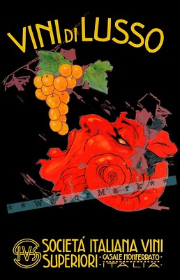 Vini Di Lusso 1926 Italian Wine Vintage Poster Print Retro Art Satyr and Grapes