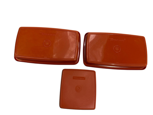 Vintage Tupperware 2 Deli Meat Containers & Square Away Sandwich Keeper Paprika - Foto 6 di 11
