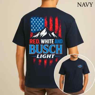 Red White and Busch Light T-shirt, July 4th Shirt, Red White and Blue Beer Shirt
