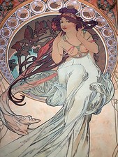 Poster nude girl birds A. Mucha Tile Mural Bathroom Backsplash Marble Ceramic