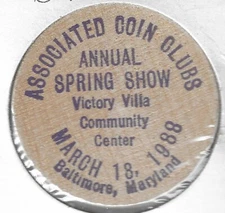 1988, Associated Coin Clubs Spring Show, Baltimore, Maryland, Wooden Nickel