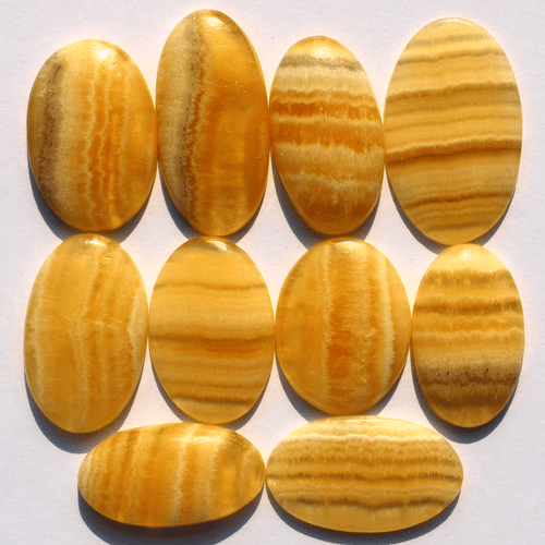 10 Pcs Namibian Natural Yellow Calcite 28.7mm-37mm Oval Cabochon Loose Gemstones - Picture 2 of 12