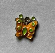Metal Pendant Charm Summer Butterfly Butterflies Insects Orange & Green Jewelry