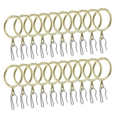 60pcs 1.2 Inch Metal Curtain Hook Rings Gold with Pin-on Hooks