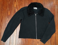 Vintage Phases 1990's Black Cropped Black Zippered Long Sleeve Sweater Size M