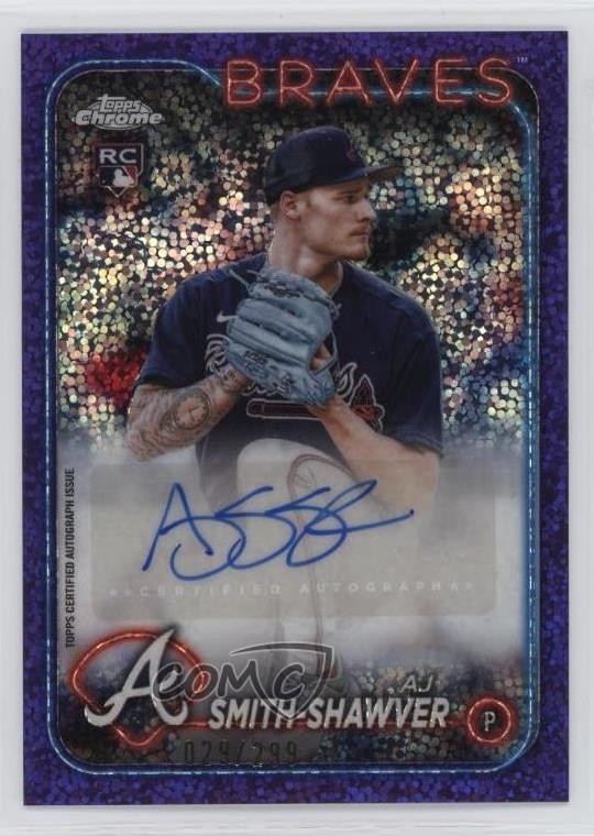 2024 Topps Chrome Update Purple Speckle Refractor /299 AJ Smith-Shawver Auto 2x6