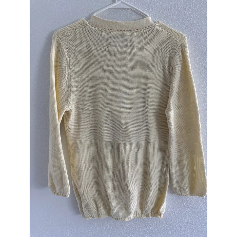 Field and Flower Cardigan Womens XL Yellow Floral Embroidery Teacher Grandma Art - Image 2 of 4