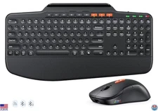 MEETION Ergonomic Wireless Keyboard & Mouse Set with Wrist Rest, Tablet Holder