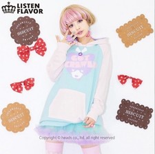 Listen Flavor Bear Logo Hoodie In Mint Fairy Kei