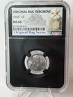 1943-P Lincoln Steel Wheat Cent, NGC MS 66, Original Bag Fragment Label