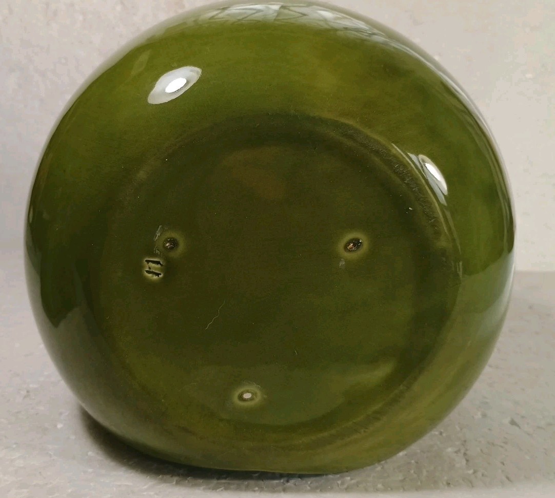 Los Angeles Pottery Cookie Jar 11 Green Pear Shaped 12" Vintage 1960's Or 70's 