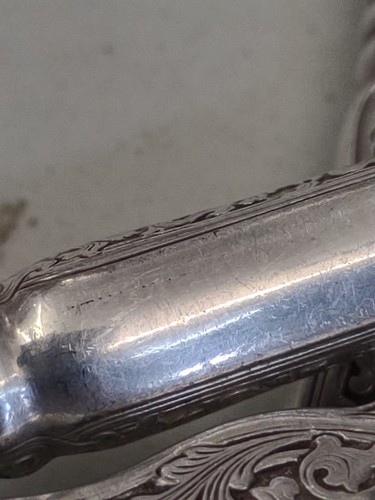 6 W.M. Coltelli da tavola con manico in argento sterling Rogers - Foto 2 di 3
