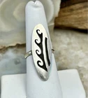 Vintage Hopi Sterling Silver Overlay Tribal Wave Ring 7